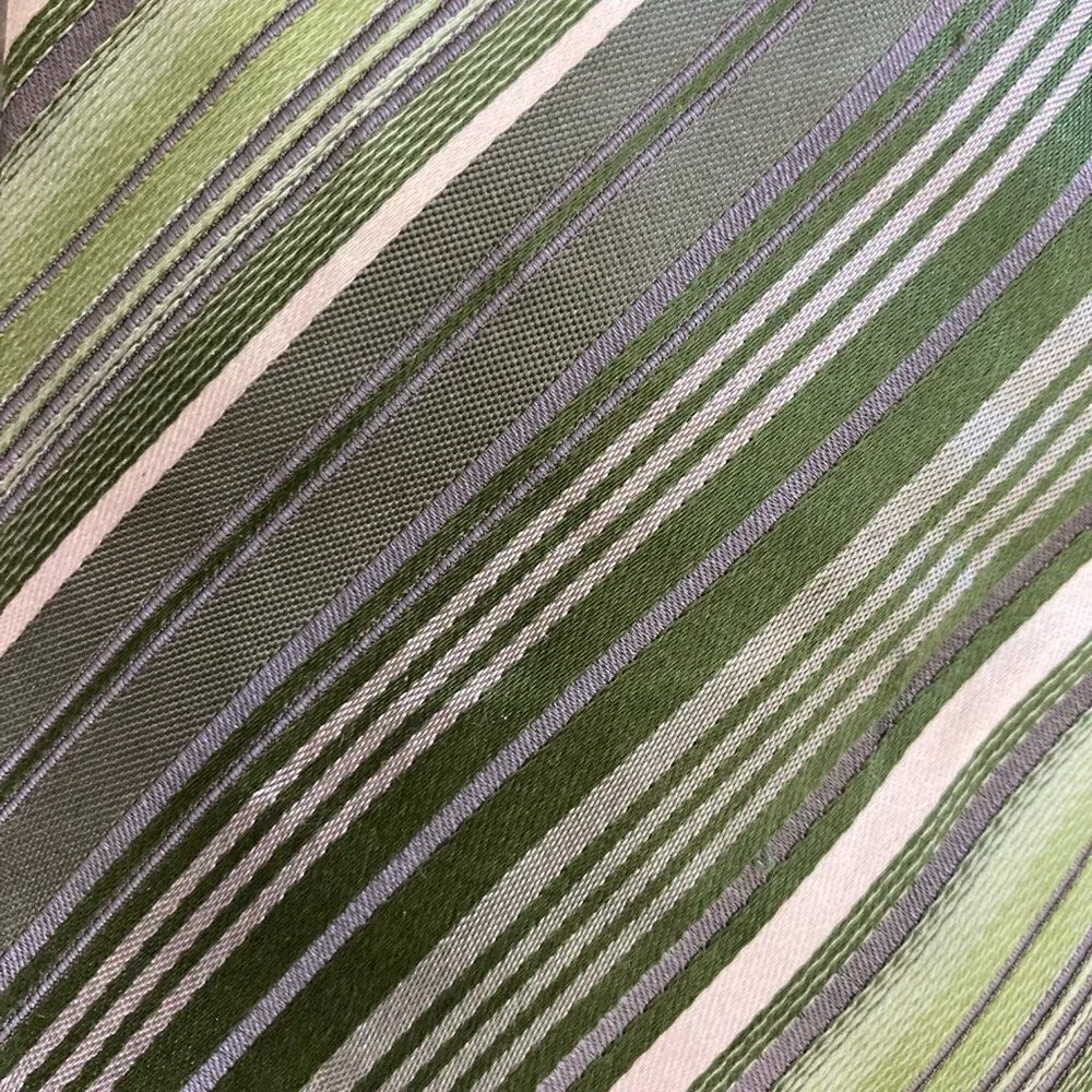 Geoffrey Beene Extra Long Green Diagonal Striped Tie 100% Silk New with Tag NWT